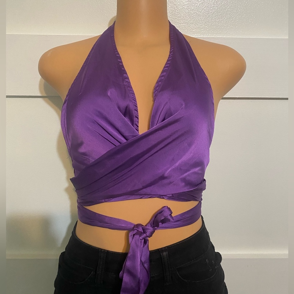 Shein Silk Purple Wrap Crop